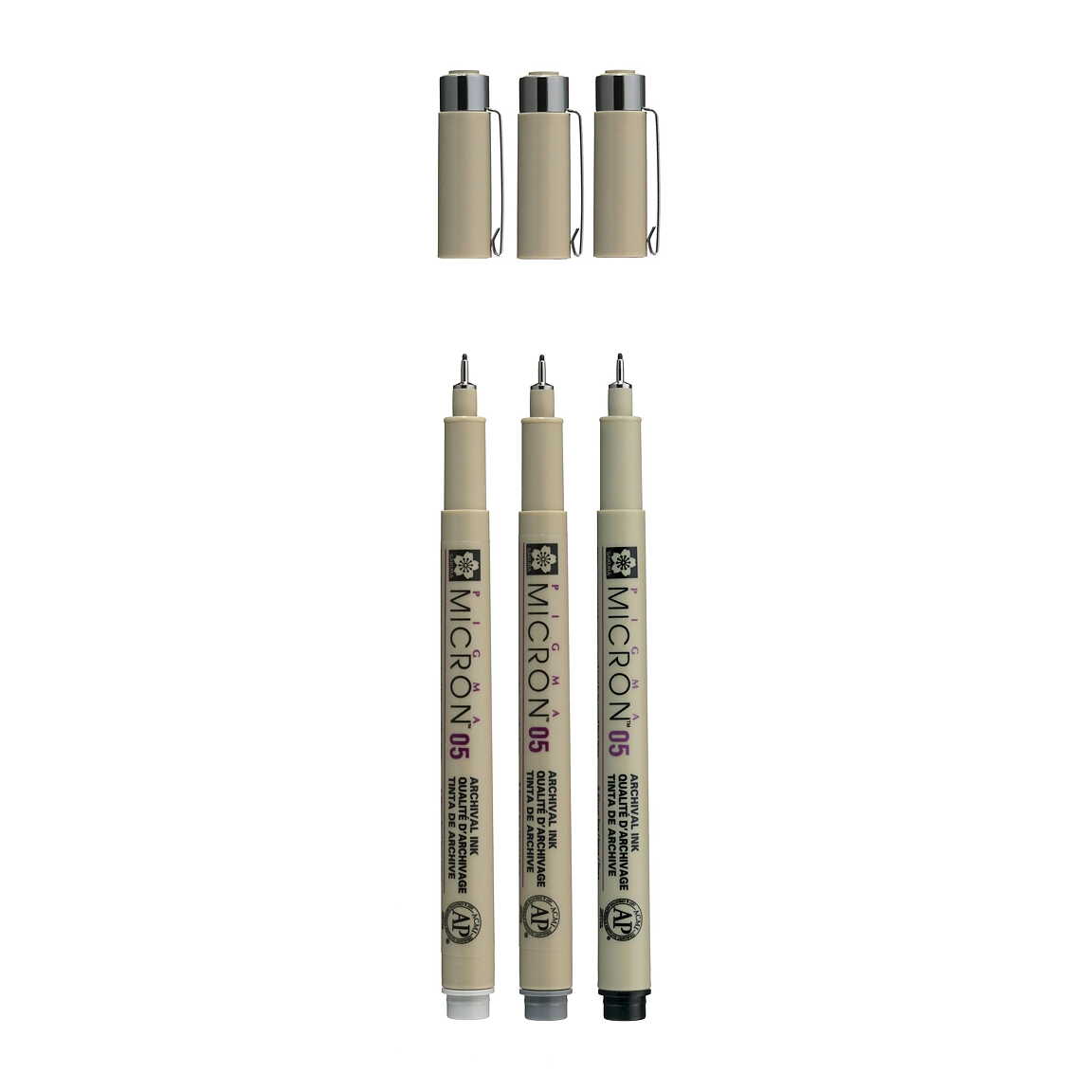 3-Pack Black & Grey pens