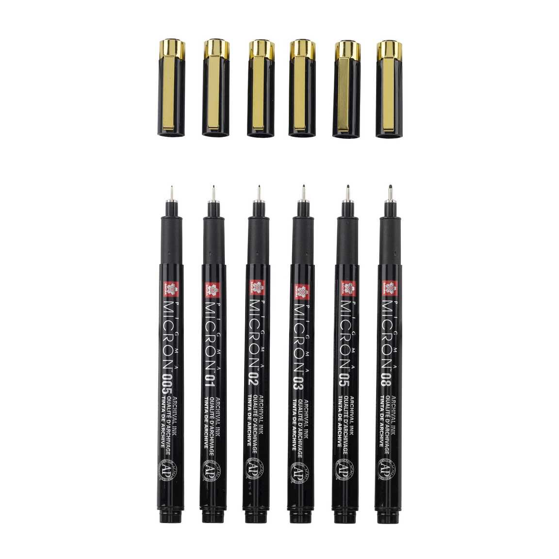 6-pack Black&Gold pens