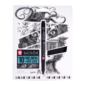 Pigma Micron Black Edition – Set med 10 pennor och tillhörande fodral