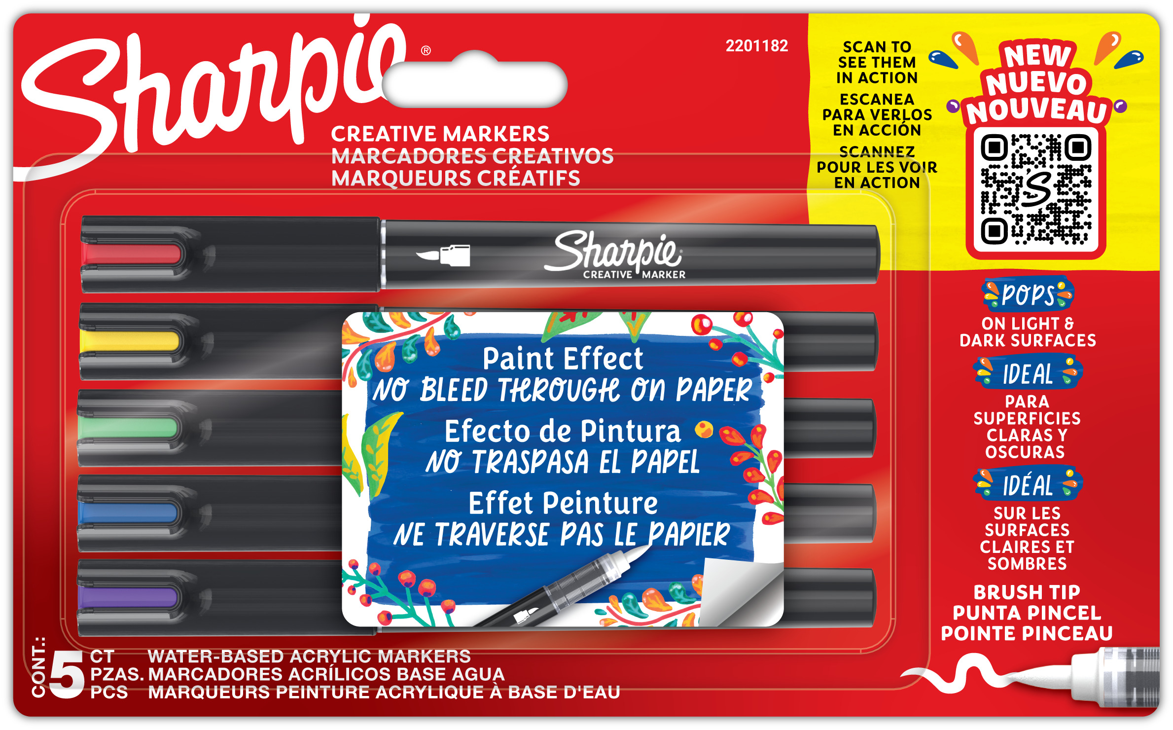 Sharpie Creative Acrylic Marker 5 färger Brush Tip Sharpie Creative Acrylic Marker 5 färger Brush Tip